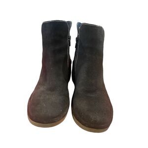 FLY London - Suede Ankle Boots Wedge Heel Bootie with Zipper - Nilo - Black. SIZ